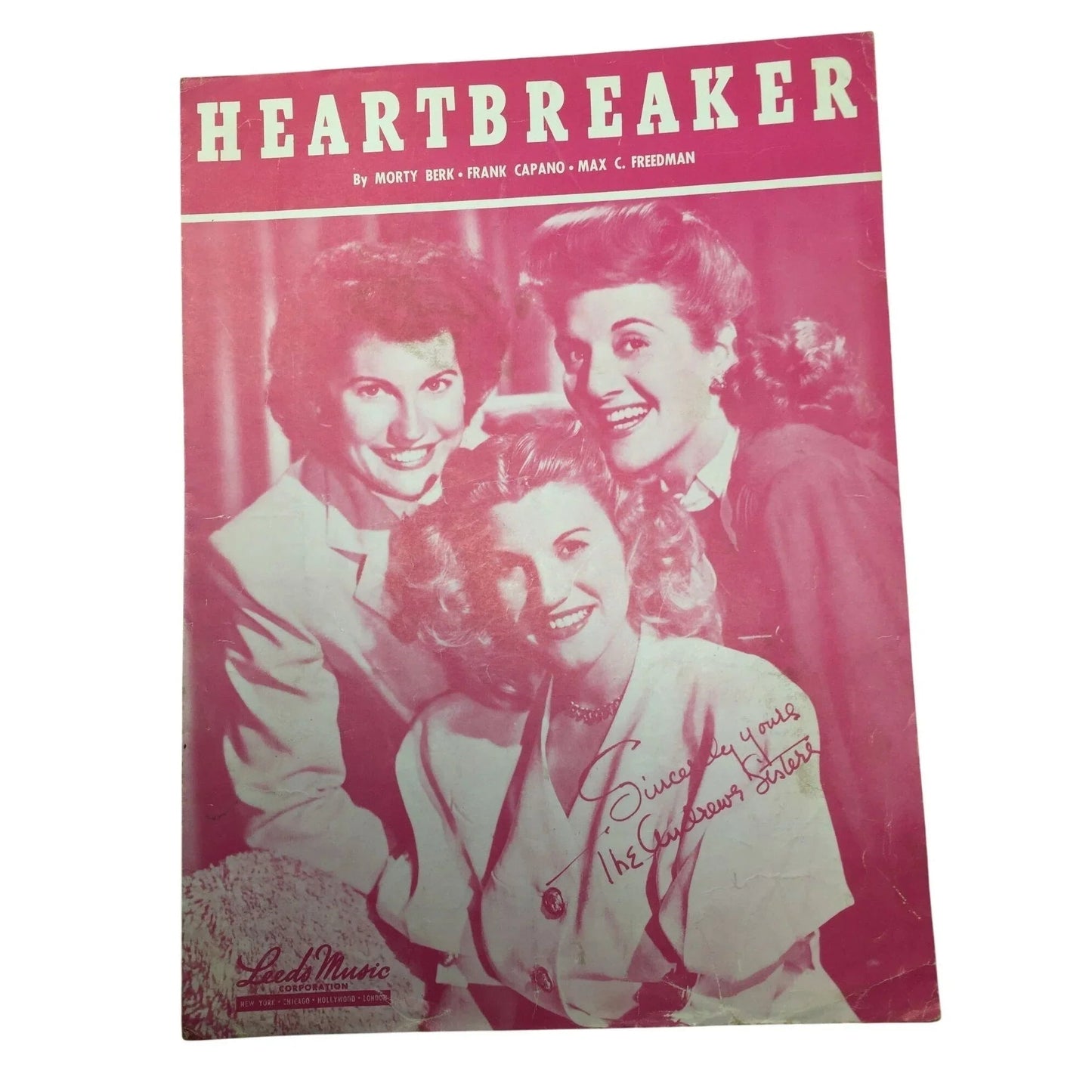 Vintage Sheet Music ''Heartbreaker'' by Morty Berk, Frank Capano, Max C Freedman - A+ Stuff - SHEET MUSIC - A+ Stuff