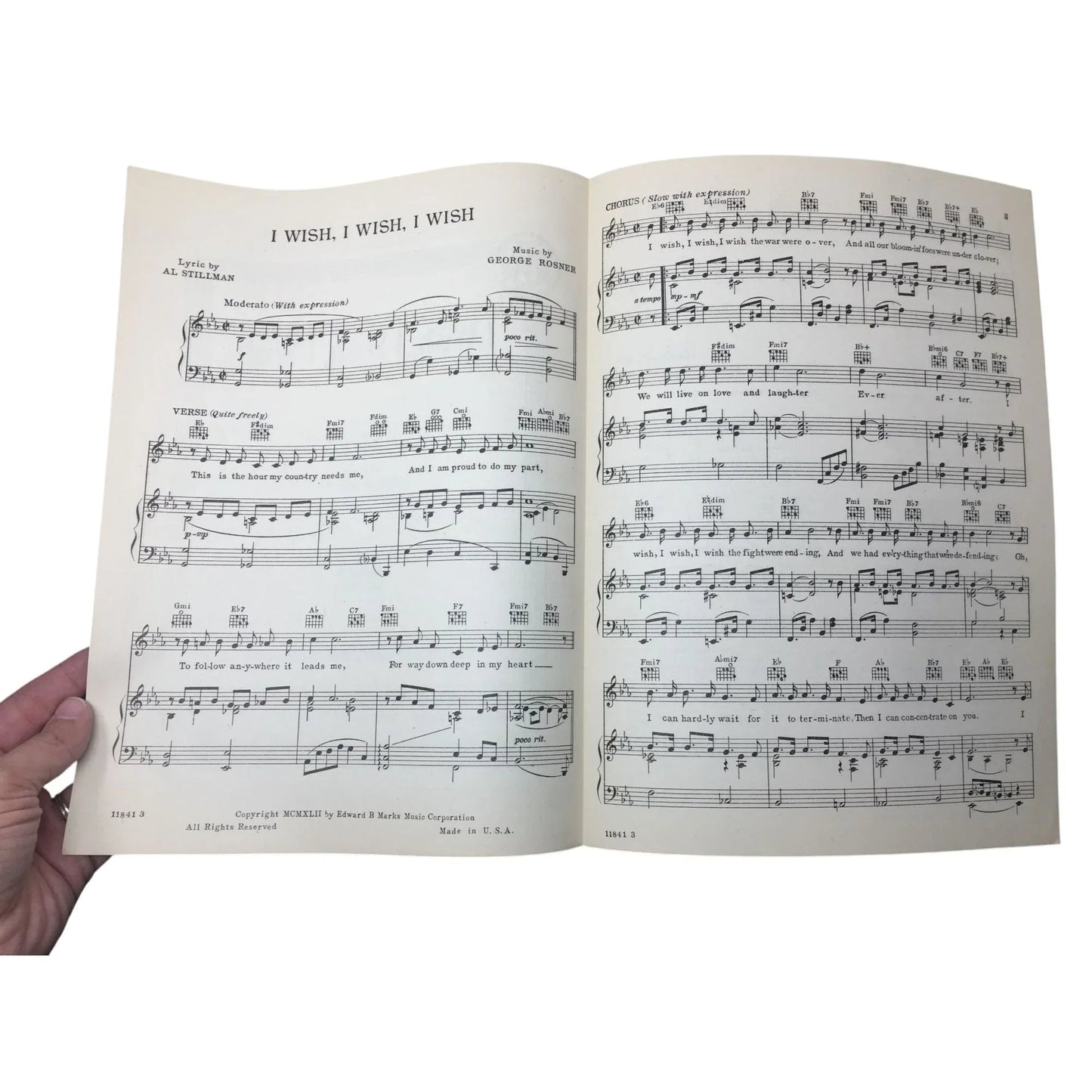 Vintage Sheet Music - ''I Wish, I Wish, I Wish'' by Al Stillman and George Rosner - A+ Stuff - SHEET MUSIC - A+ Stuff