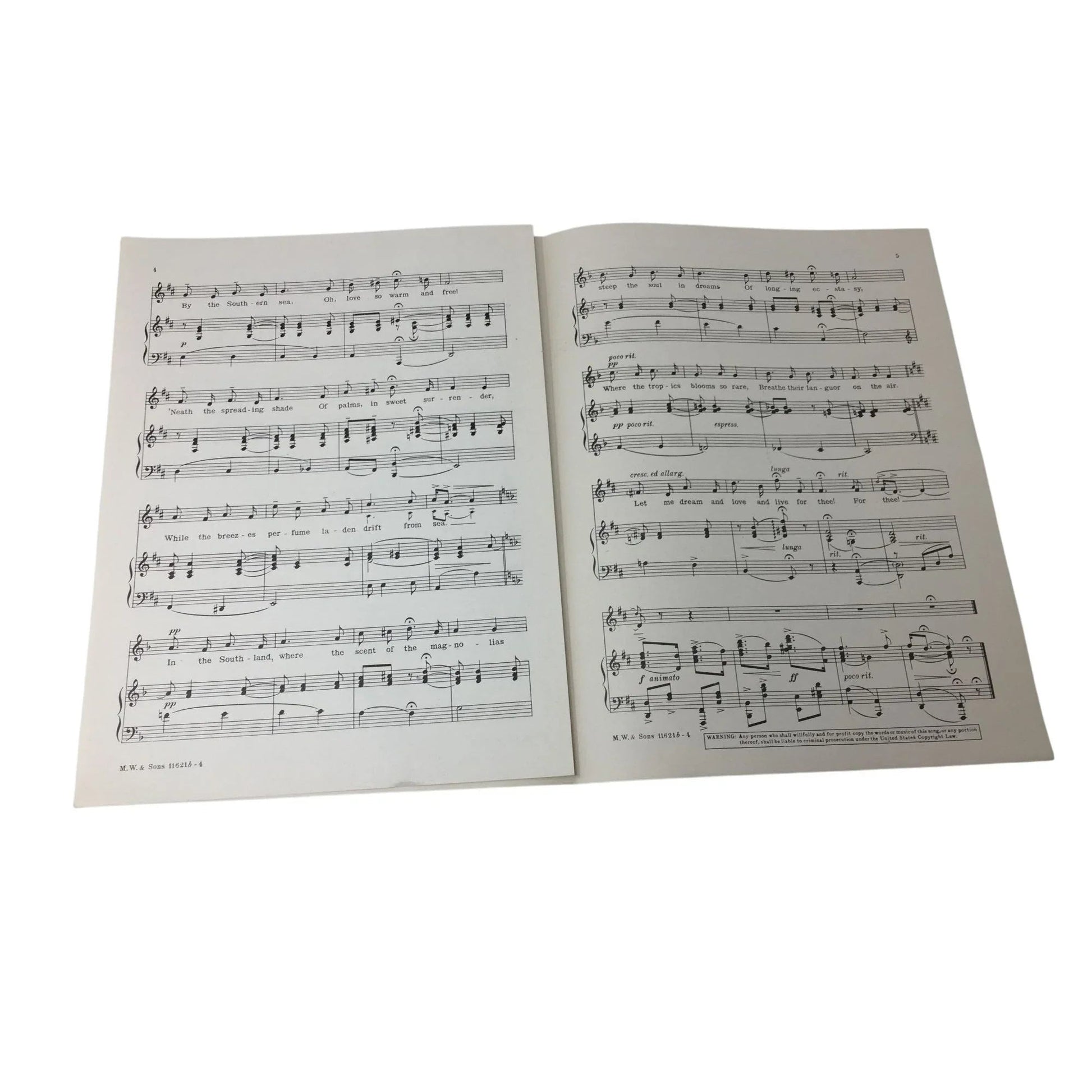 Vintage Sheet Music - '''Neath the Southern Moon'' - A+ Stuff - SHEET MUSIC - A+ Stuff