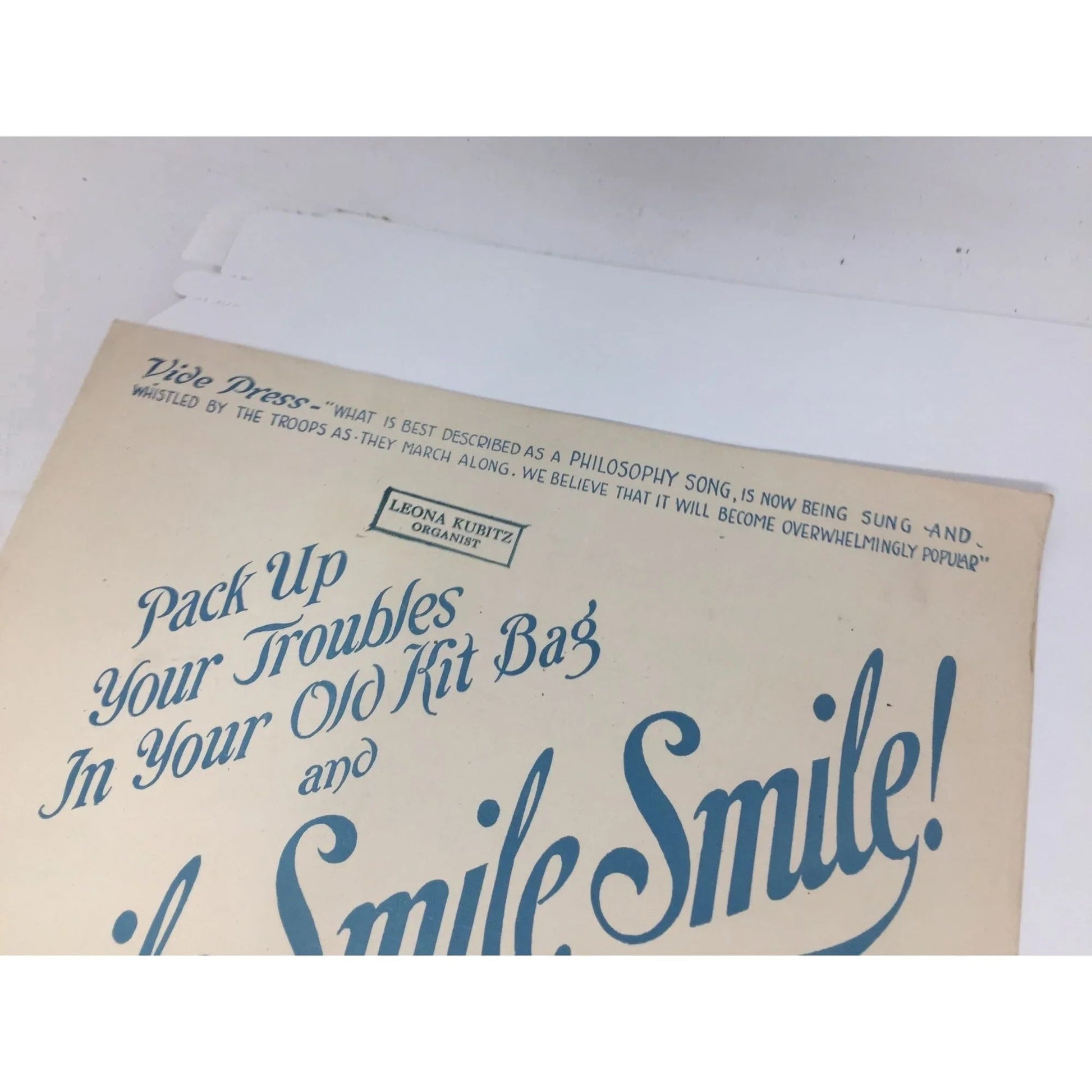 Vintage Sheet music - ''Pack up your troubles in your old kit bag'' - A+ Stuff - SHEET MUSIC - A+ Stuff