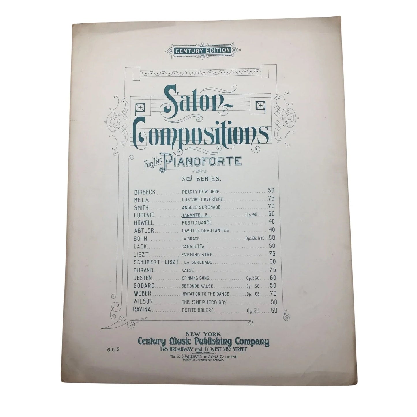 Vintage Sheet Music Salon Compositions for the Pianoforte (Century edition) - A+ Stuff - SHEET MUSIC - A+ Stuff