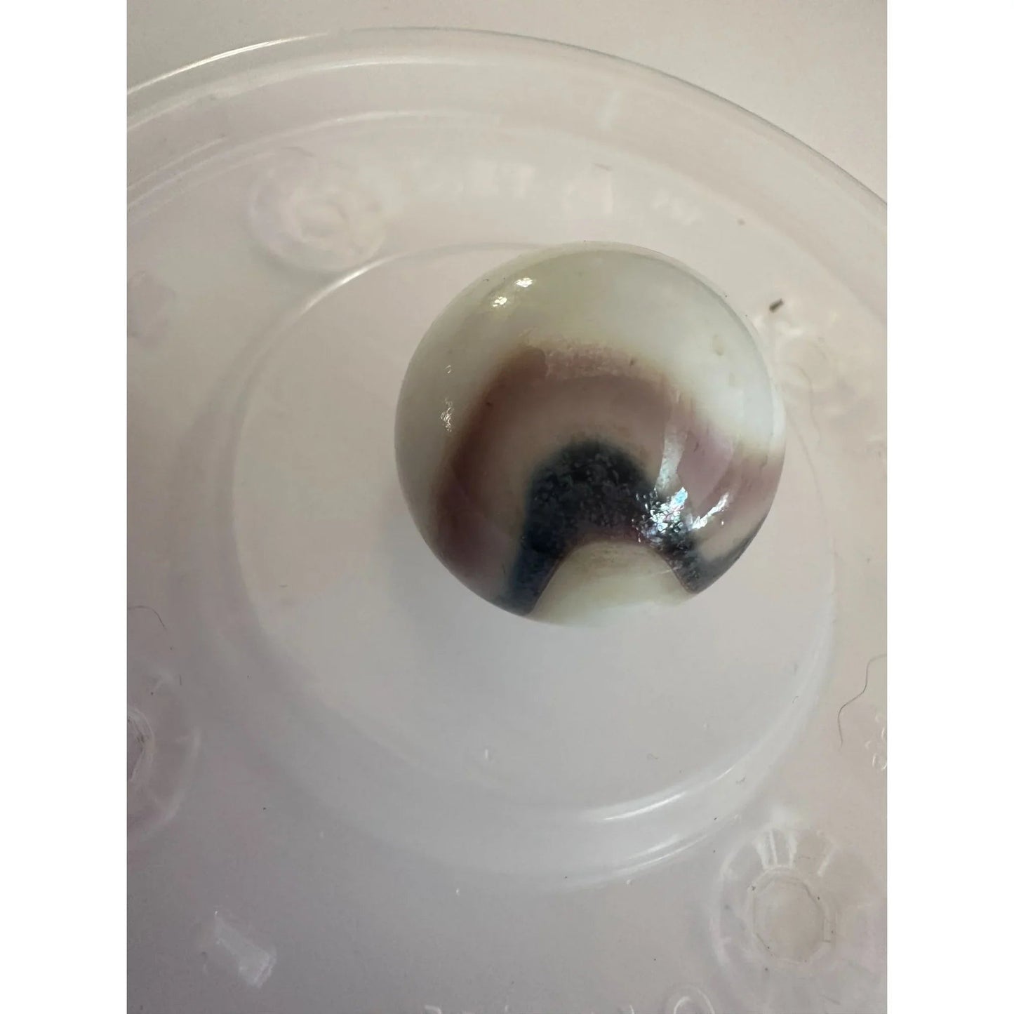 Vintage Shiny White Large Glass Shooter Marbles (3) With Brown Swirls - A+ Stuff - Collectibles - A+ Stuff