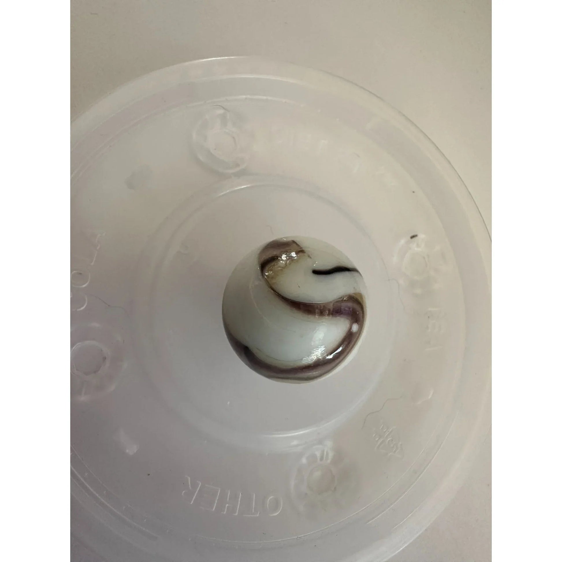 Vintage Shiny White Large Glass Shooter Marbles (3) With Brown Swirls - A+ Stuff - Collectibles - A+ Stuff