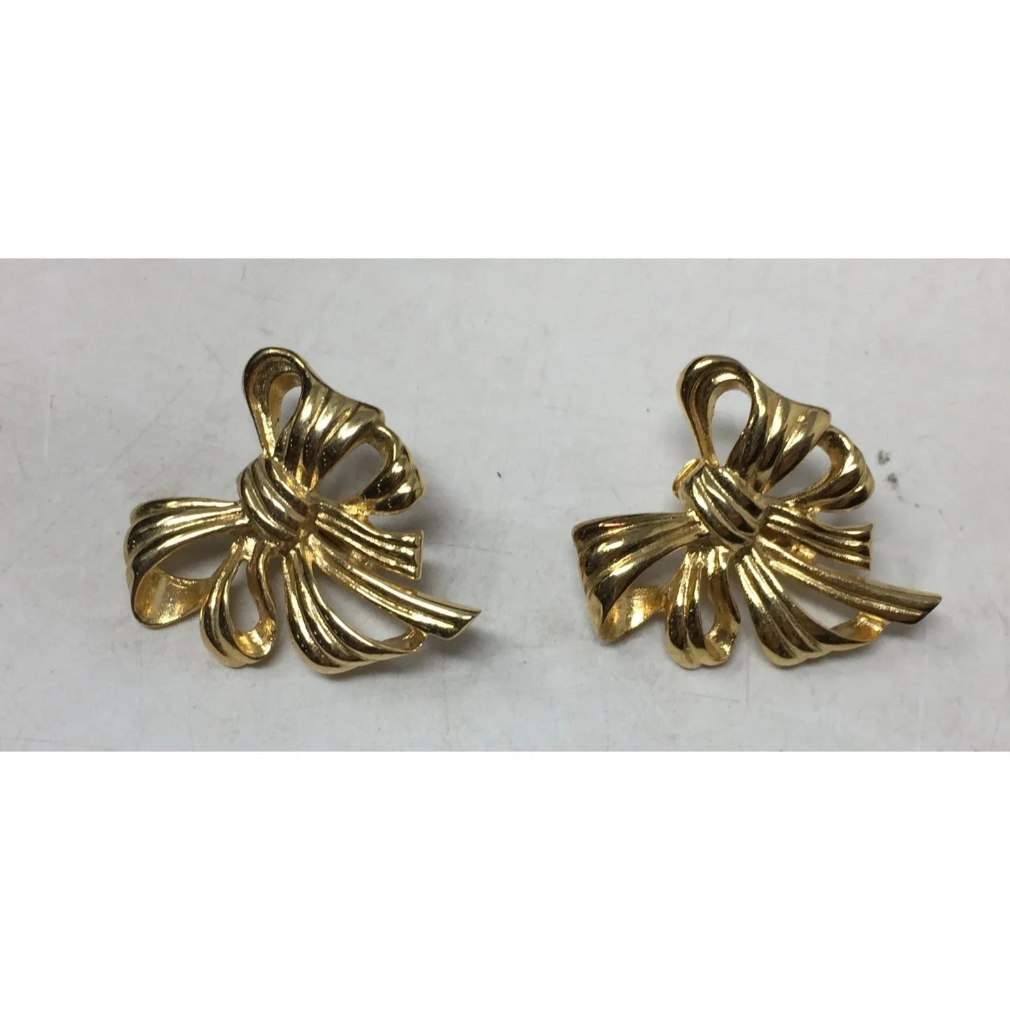Vintage Signed Givenchy Gold Plated Bow Earrings - Givenchy - Earrings - A+ Stuff