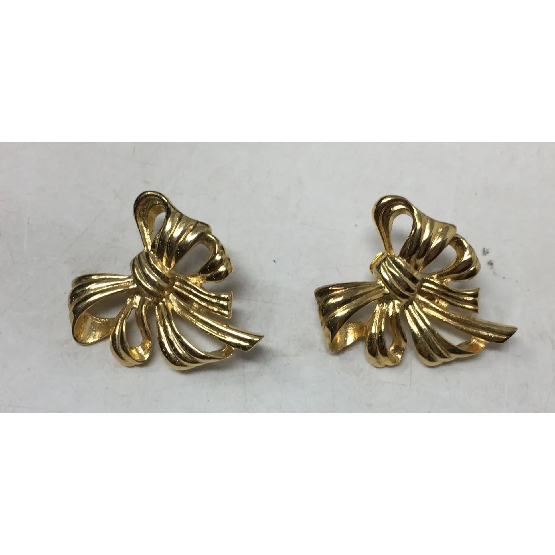 Vintage Signed Givenchy Gold Plated Bow Earrings - Givenchy - Earrings - A+ Stuff