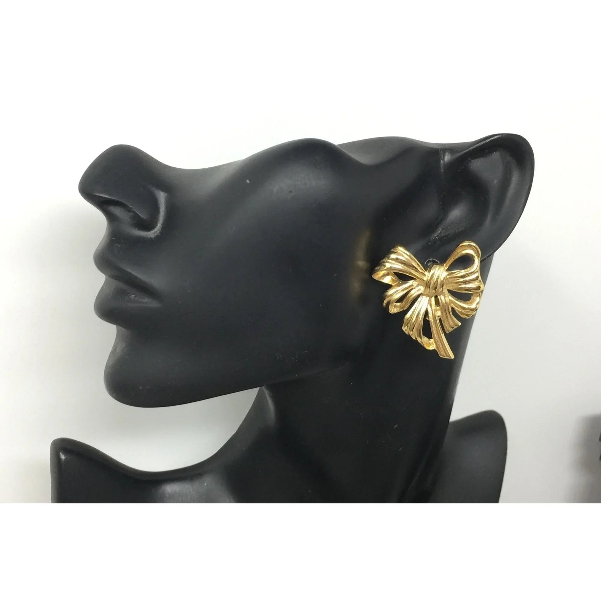 Vintage Signed Givenchy Gold Plated Bow Earrings - Givenchy - Earrings - A+ Stuff