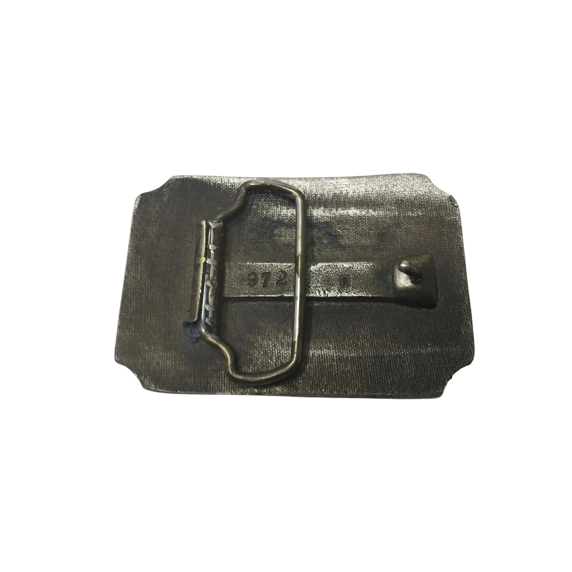 Vintage Silver and Green Men's Metal Belt Buckle with Two Flying Ducks on it - A+ Stuff - Belt Buckles - A+ Stuff