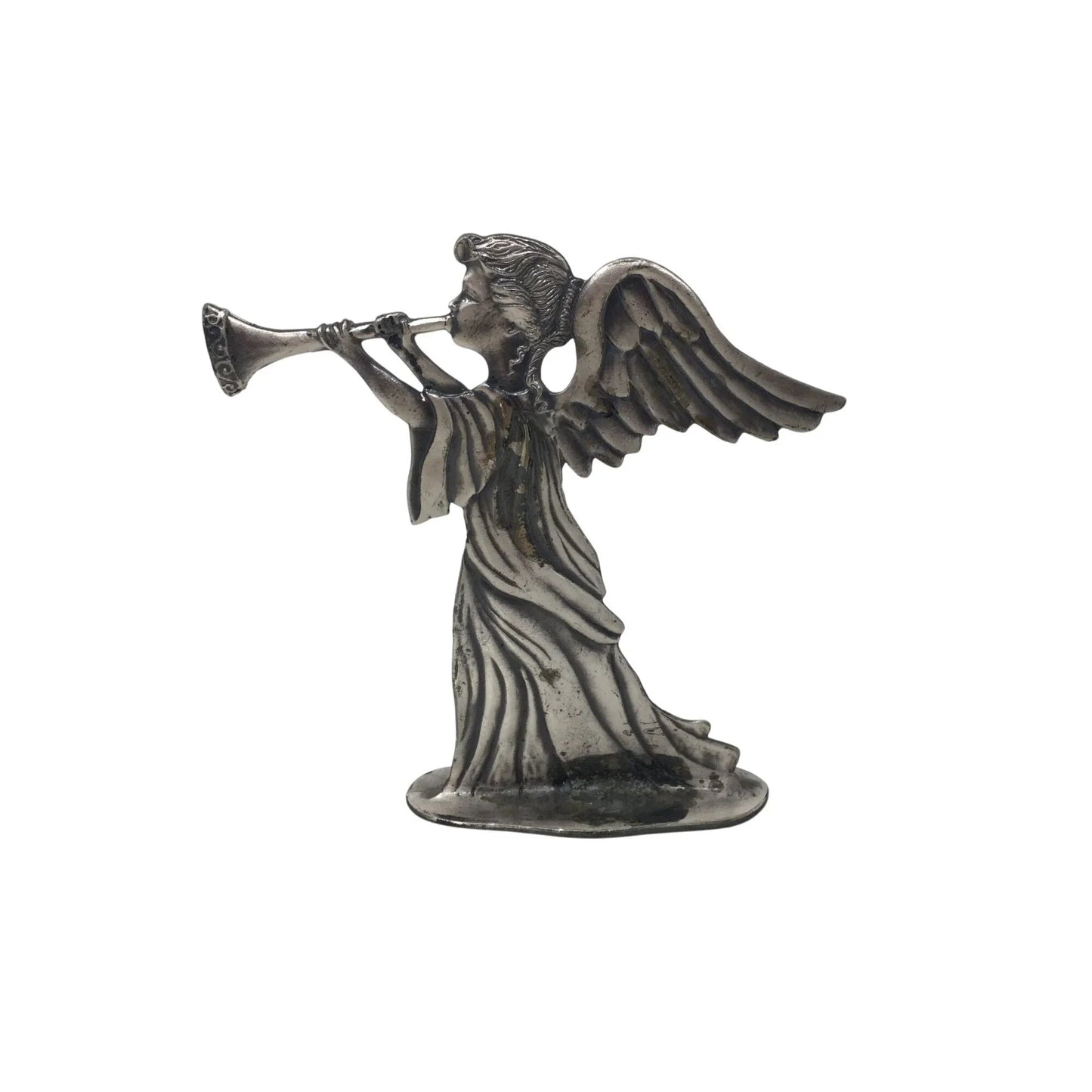 Vintage Silver Angel Playing an Instrument Figurine Paperweight - A+ Stuff - Figurines - A+ Stuff