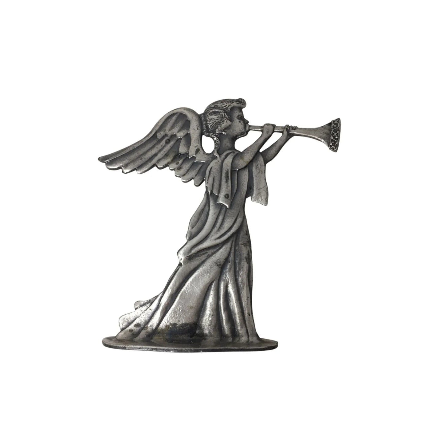 Vintage Silver Angel Playing an Instrument Figurine Paperweight - A+ Stuff - Figurines - A+ Stuff