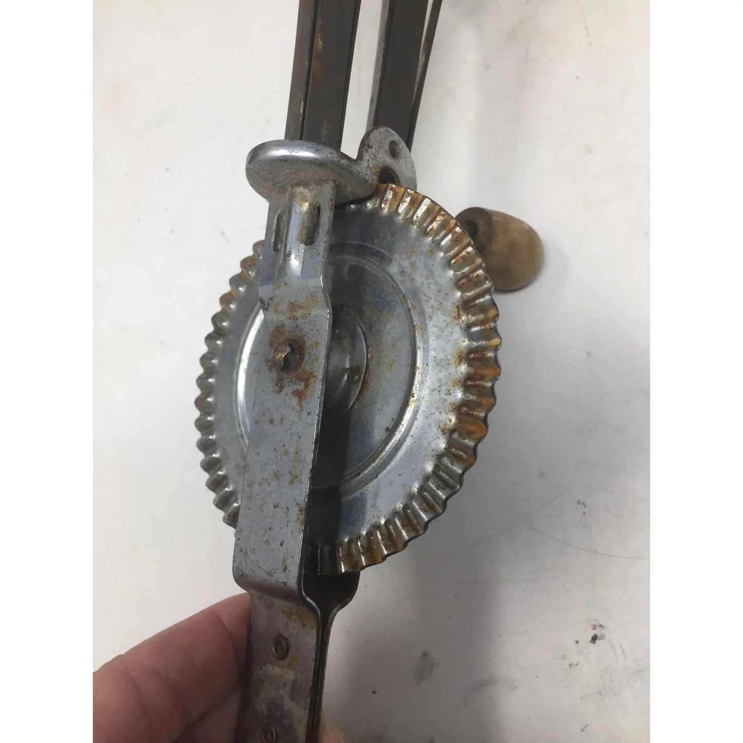 Vintage Silver Hand Held Hand Mixer/Egg Beater with Wooden Handle - A+ Stuff - primitive kitchen tools - A+ Stuff