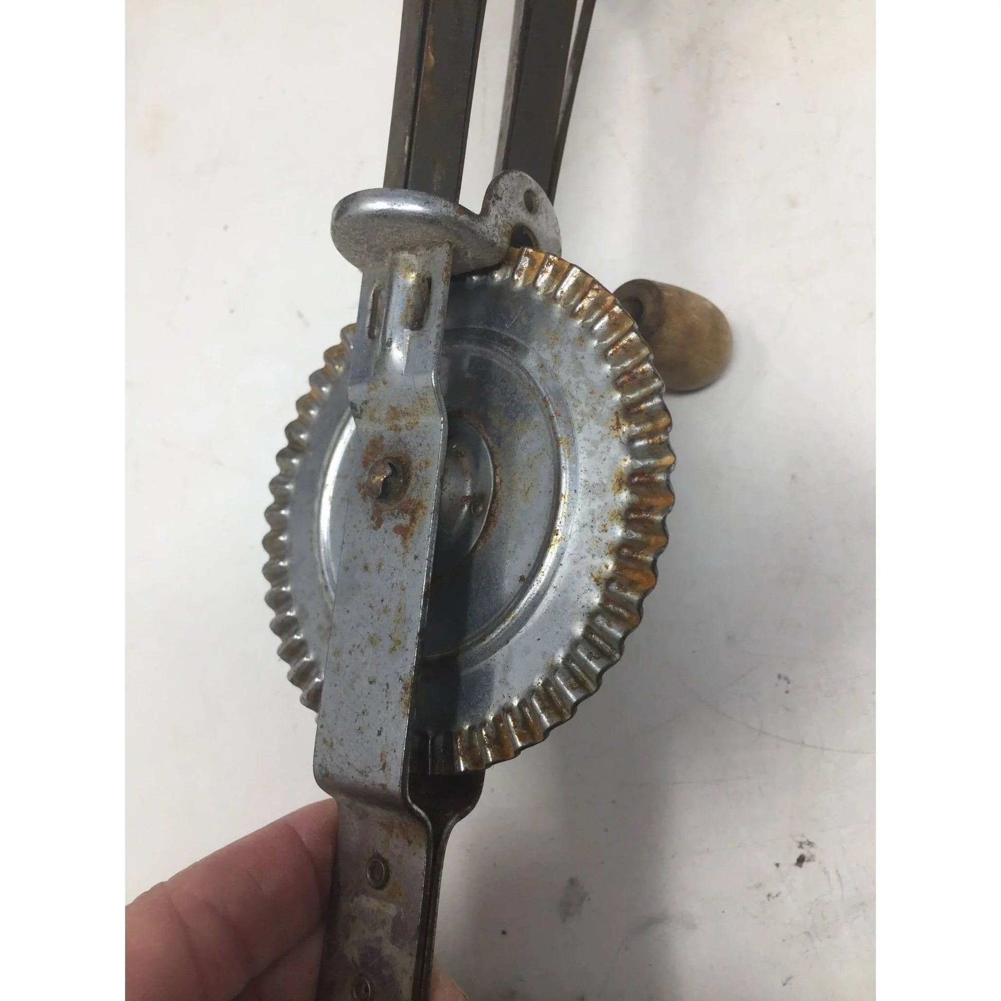 Vintage Silver Hand Held Hand Mixer/Egg Beater with Wooden Handle - A+ Stuff - primitive kitchen tools - A+ Stuff