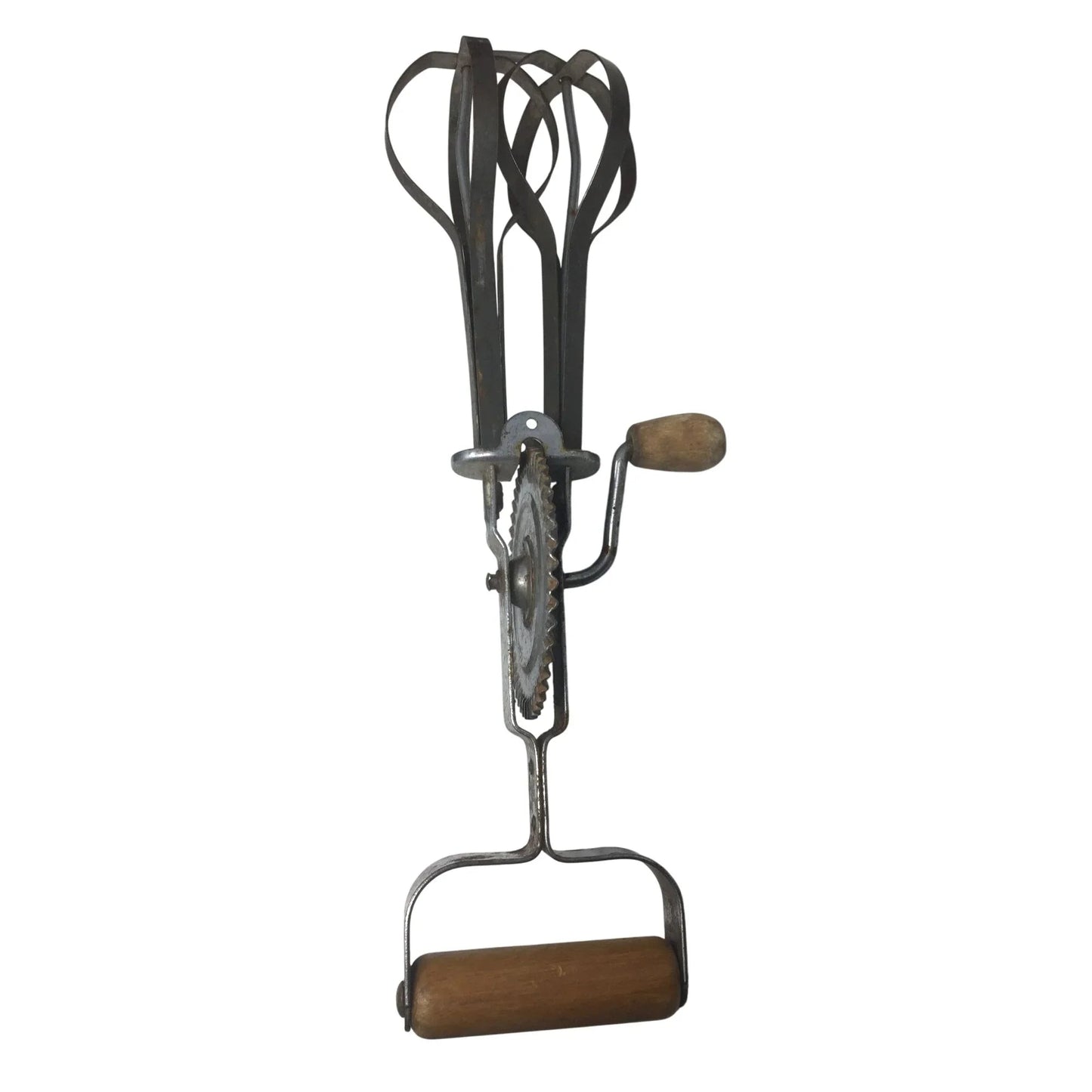 Vintage Silver Hand Held Hand Mixer/Egg Beater with Wooden Handle - A+ Stuff - primitive kitchen tools - A+ Stuff