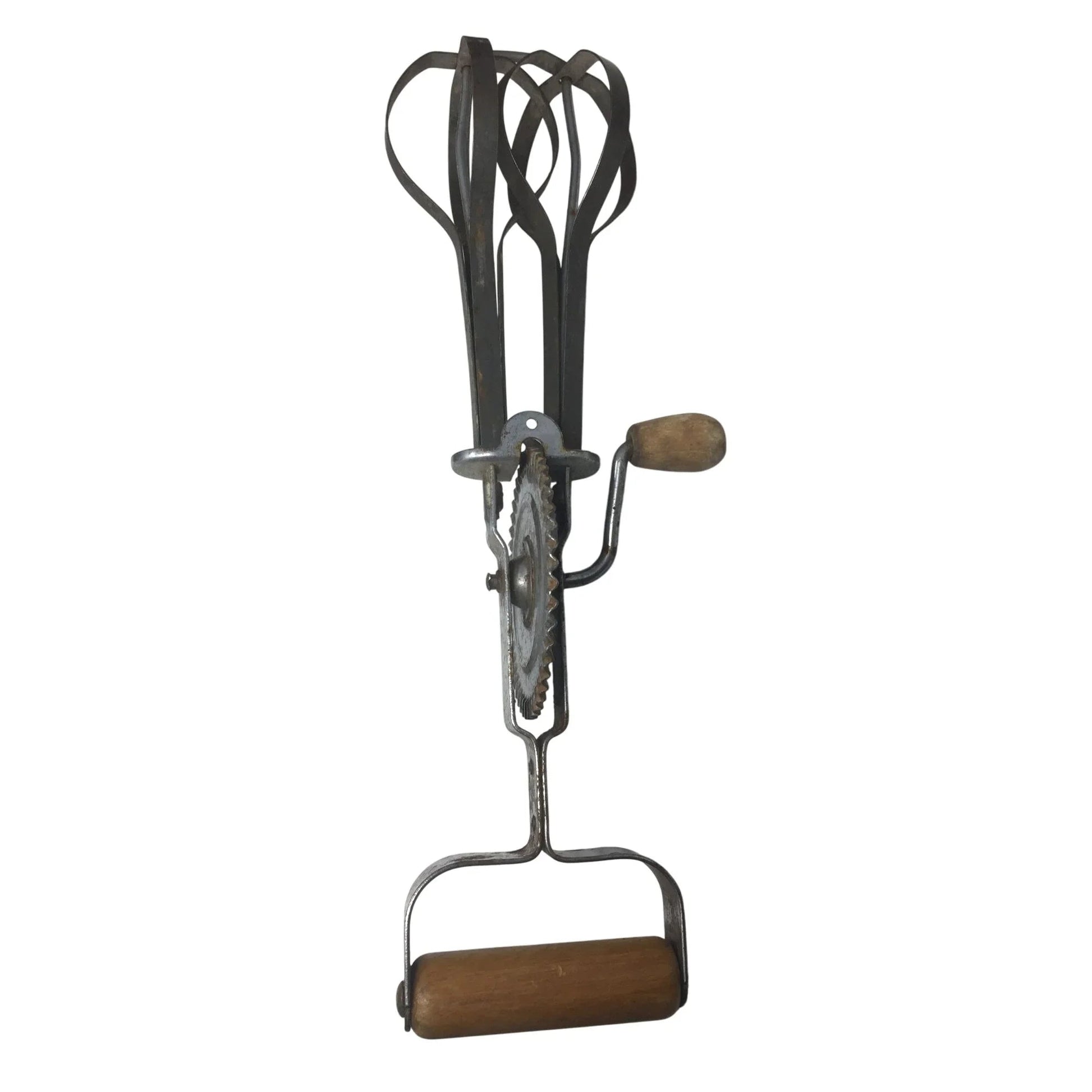 Vintage Silver Hand Held Hand Mixer/Egg Beater with Wooden Handle - A+ Stuff - primitive kitchen tools - A+ Stuff