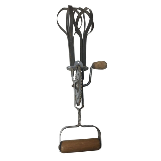 Vintage Silver Hand Held Hand Mixer/Egg Beater with Wooden Handle - A+ Stuff - primitive kitchen tools - A+ Stuff