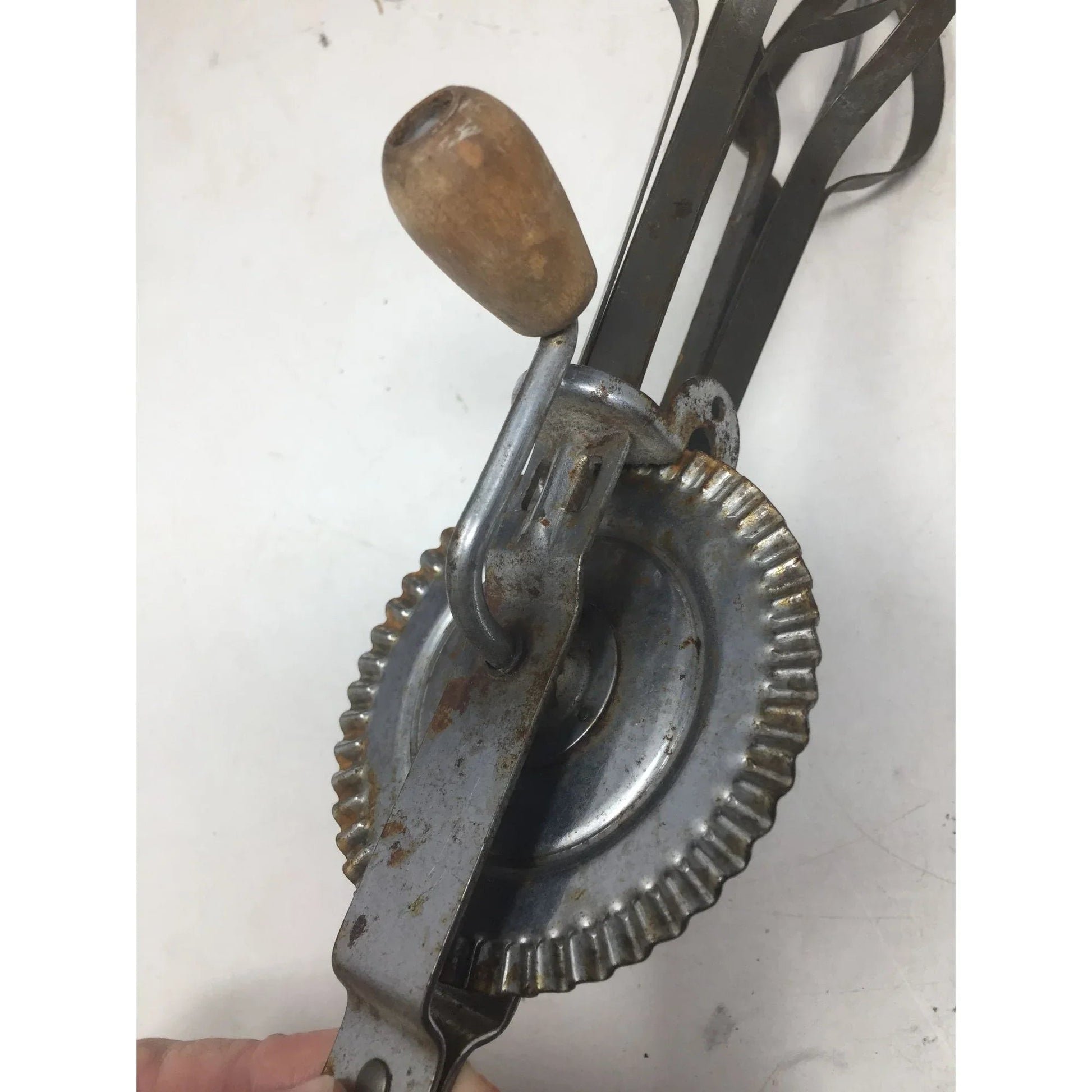 Vintage Silver Hand Held Hand Mixer/Egg Beater with Wooden Handle - A+ Stuff - primitive kitchen tools - A+ Stuff