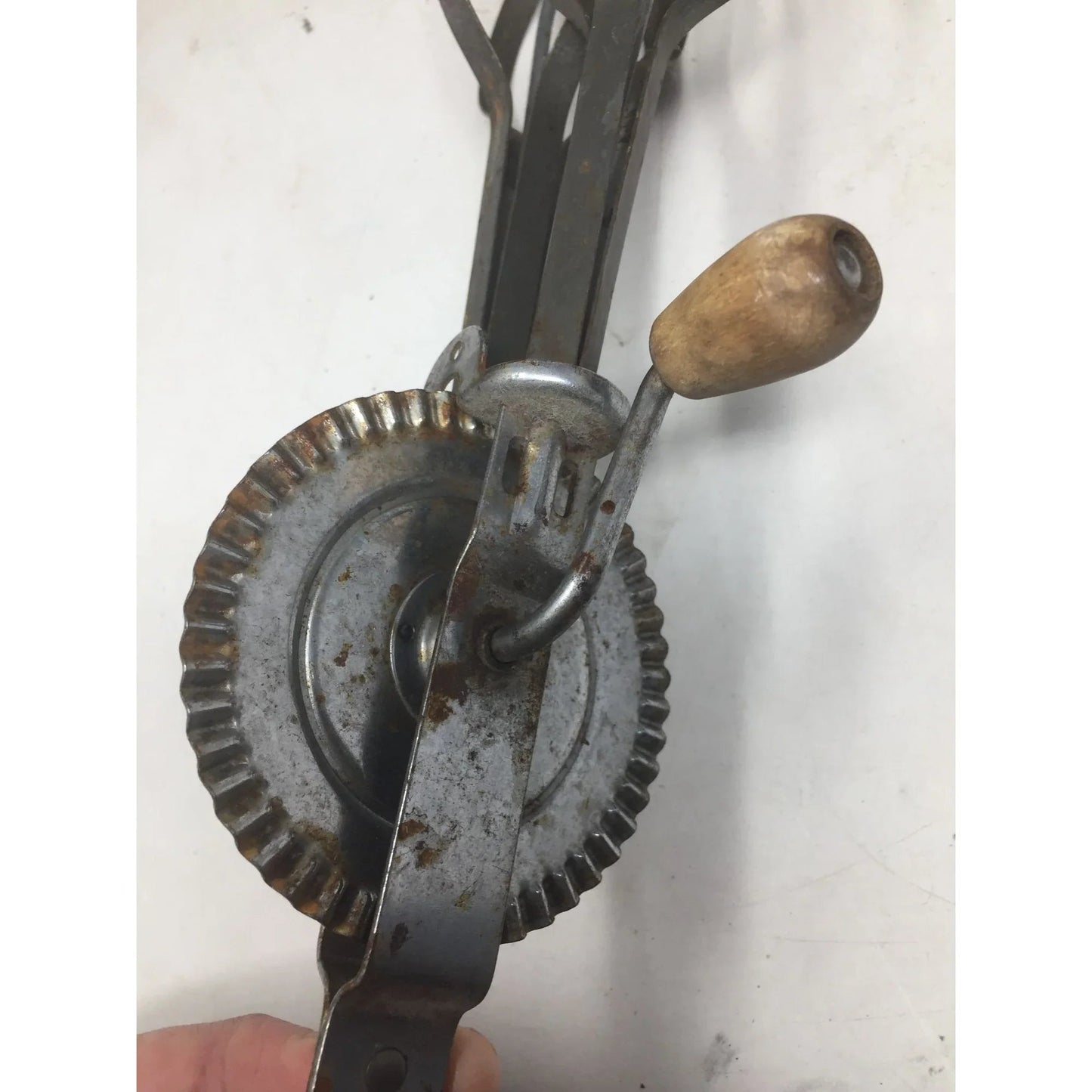 Vintage Silver Hand Held Hand Mixer/Egg Beater with Wooden Handle - A+ Stuff - primitive kitchen tools - A+ Stuff
