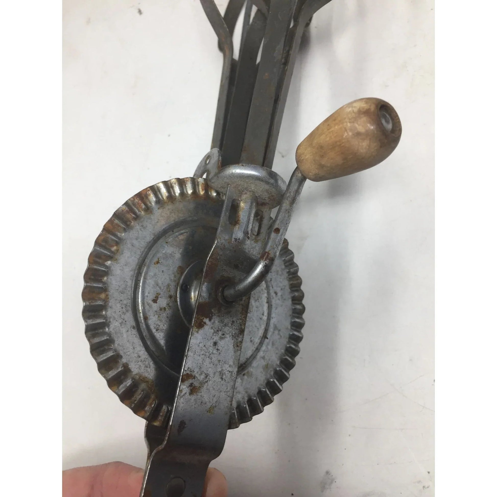 Vintage Silver Hand Held Hand Mixer/Egg Beater with Wooden Handle - A+ Stuff - primitive kitchen tools - A+ Stuff