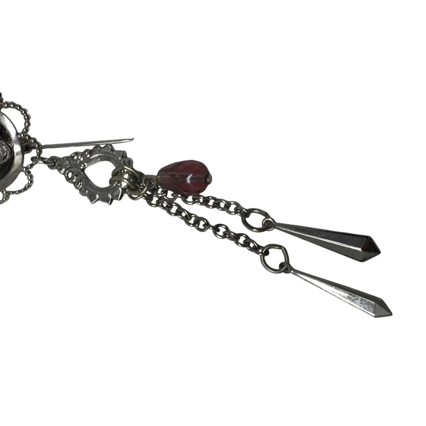 Vintage Silver Tone Collectible Dangly Pin with Cross Pendant - A+ Stuff - Brooch - A+ Stuff