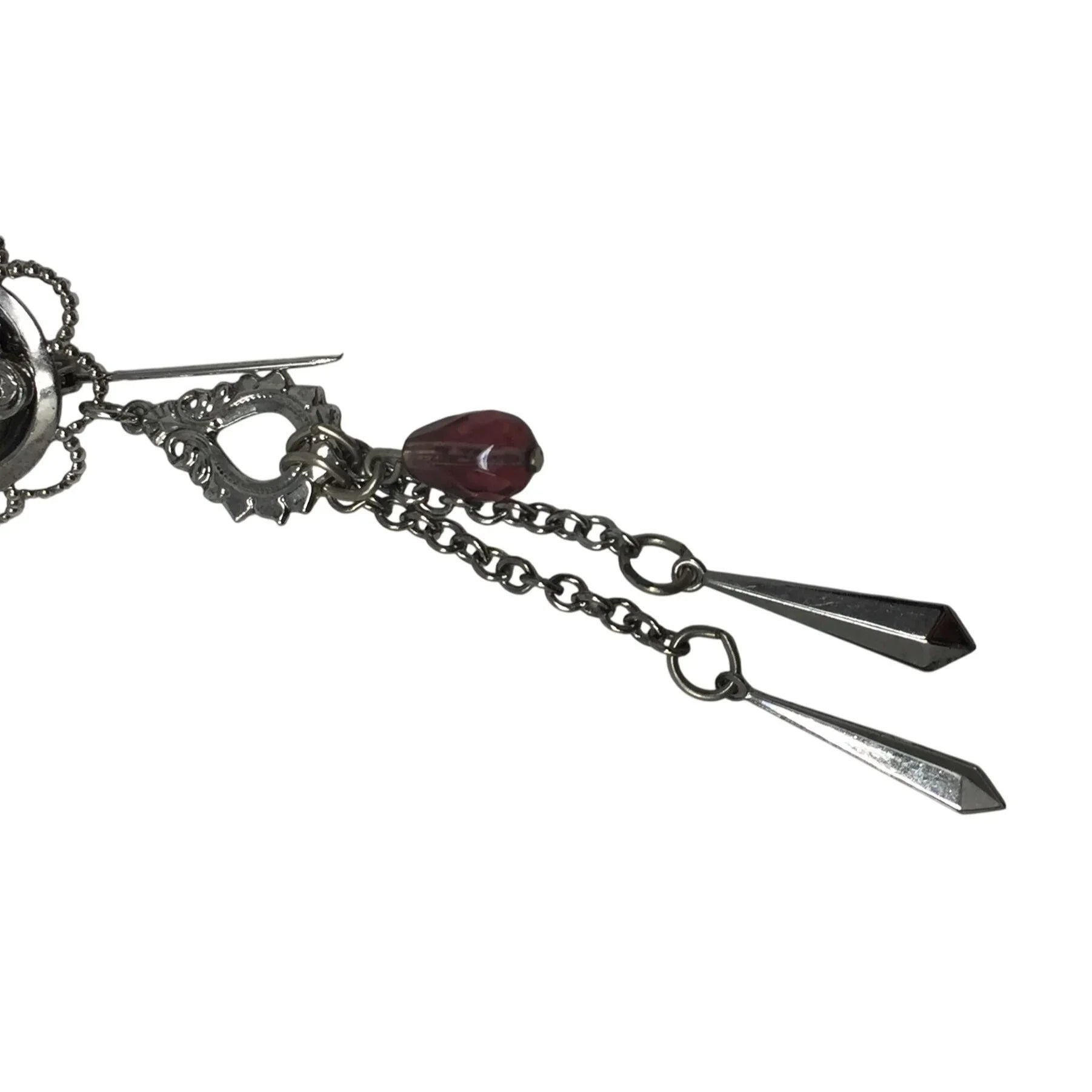 Vintage Silver Tone Collectible Dangly Pin with Cross Pendant - A+ Stuff - Brooch - A+ Stuff