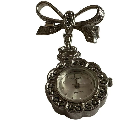 Vintage Silver Tone OnTime Quartz Japan Movt Lapel Brooch Watch - ontime - Brooch - A+ Stuff