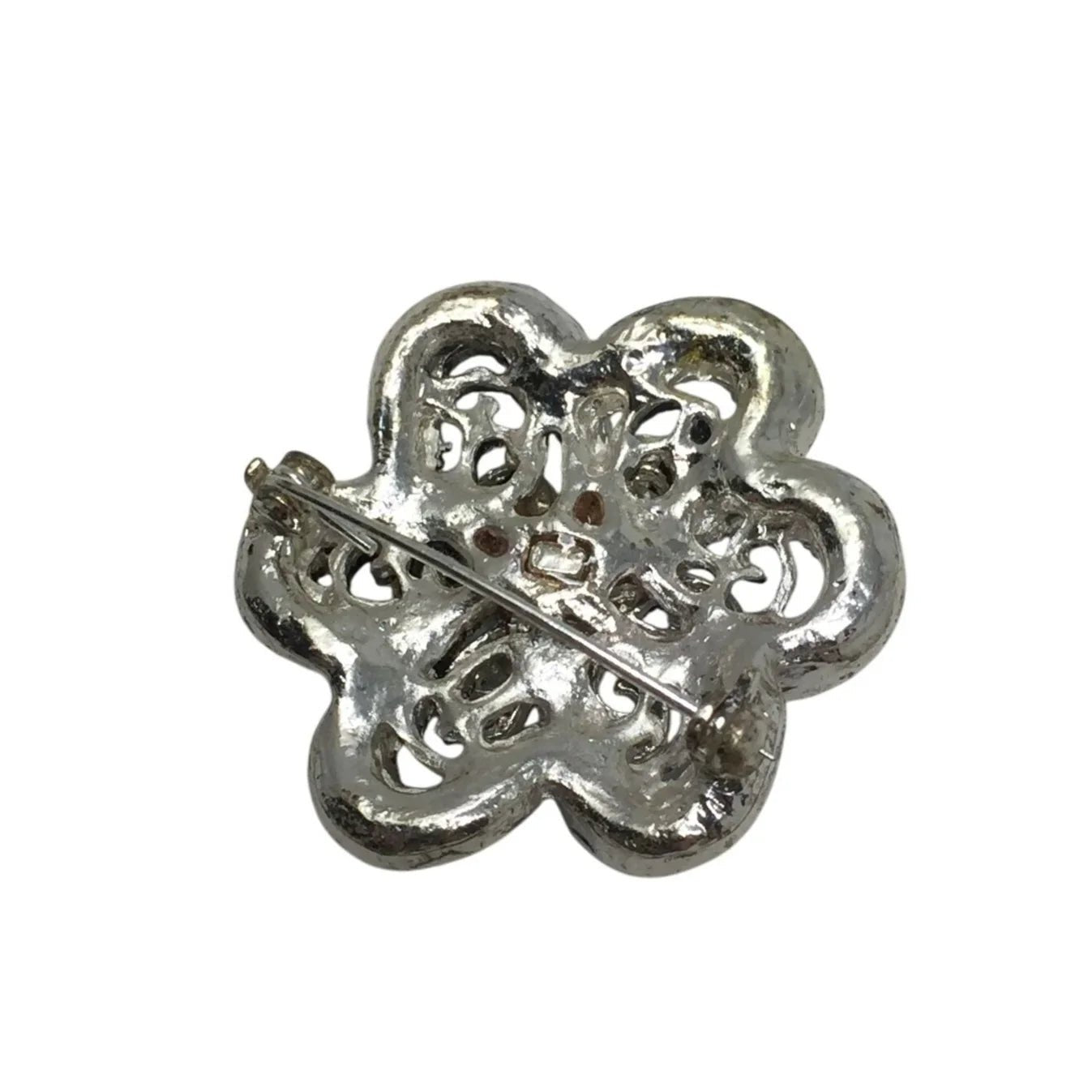 Vintage Silver Tone Pin with Blue Rhinestones - A+ Stuff - pin - A+ Stuff