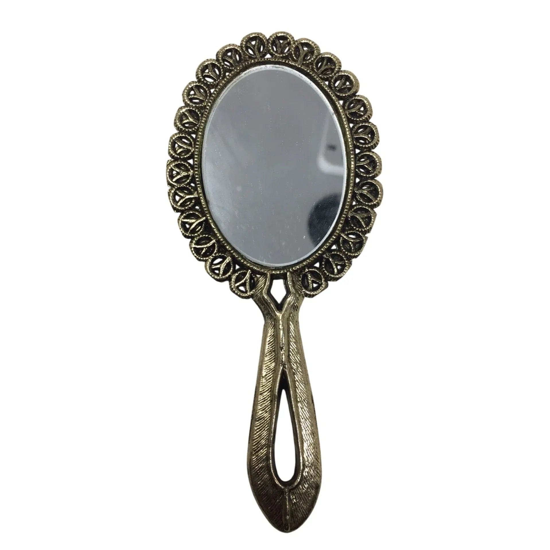 Vintage Silver Toned Hand Held Double Sided Mirror - A+ Stuff - Compact Mirror - A+ Stuff