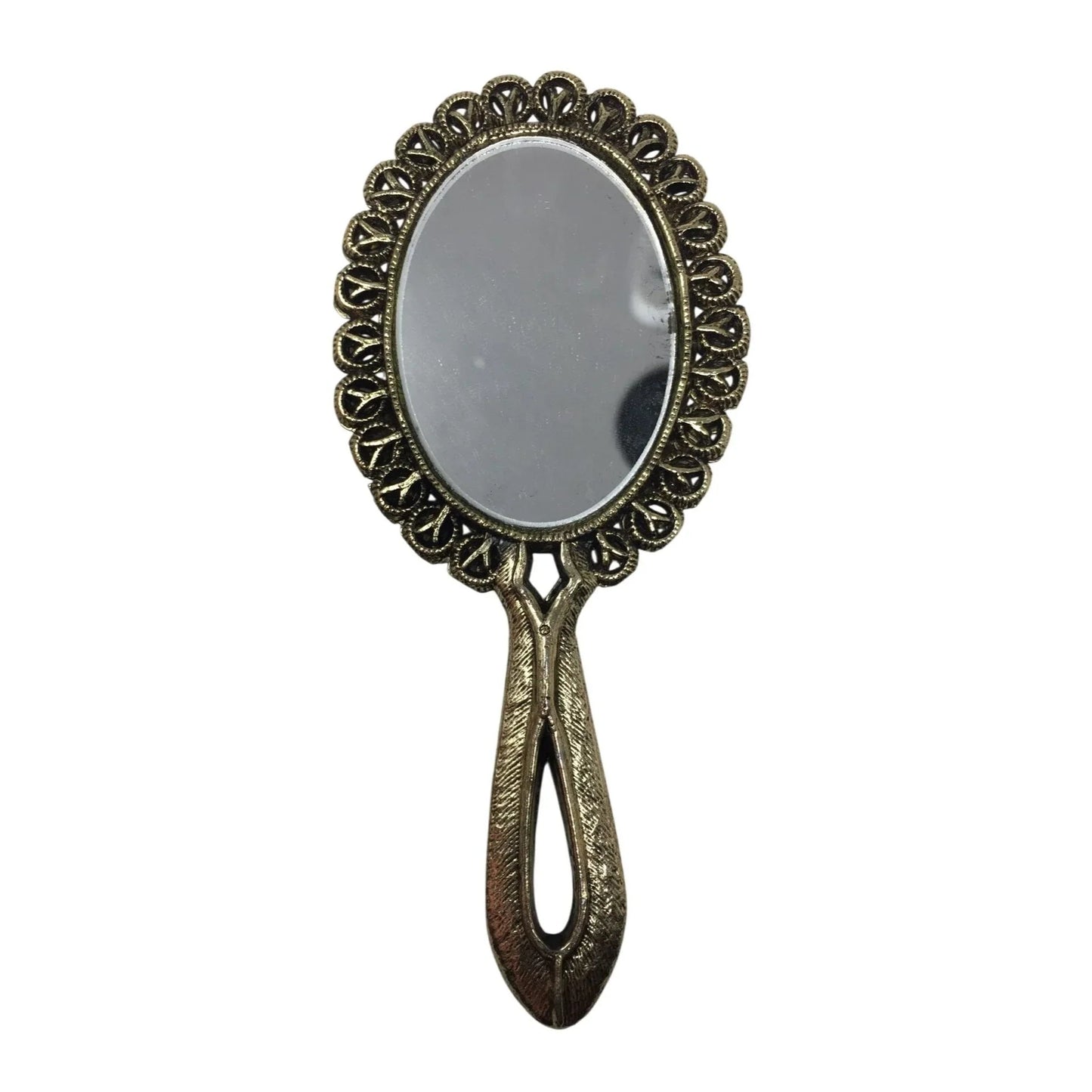 Vintage Silver Toned Hand Held Double Sided Mirror - A+ Stuff - Compact Mirror - A+ Stuff