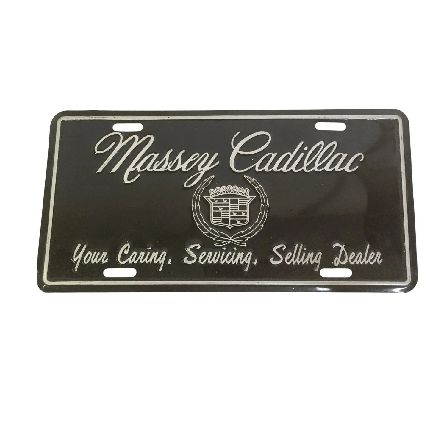 VINTAGE SILVER/BLACK MASSEY CADILLAC LICENSE PLATE - A+ Stuff - Auto Part - A+ Stuff
