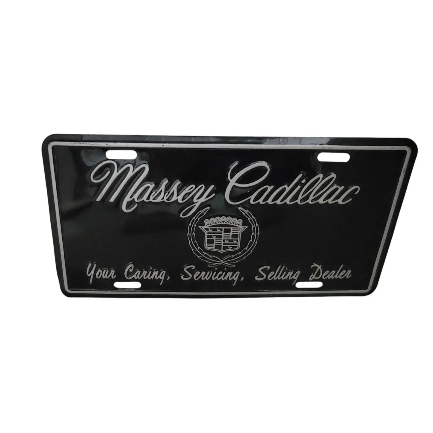 VINTAGE SILVER/BLACK MASSEY CADILLAC LICENSE PLATE - A+ Stuff - Auto Part - A+ Stuff