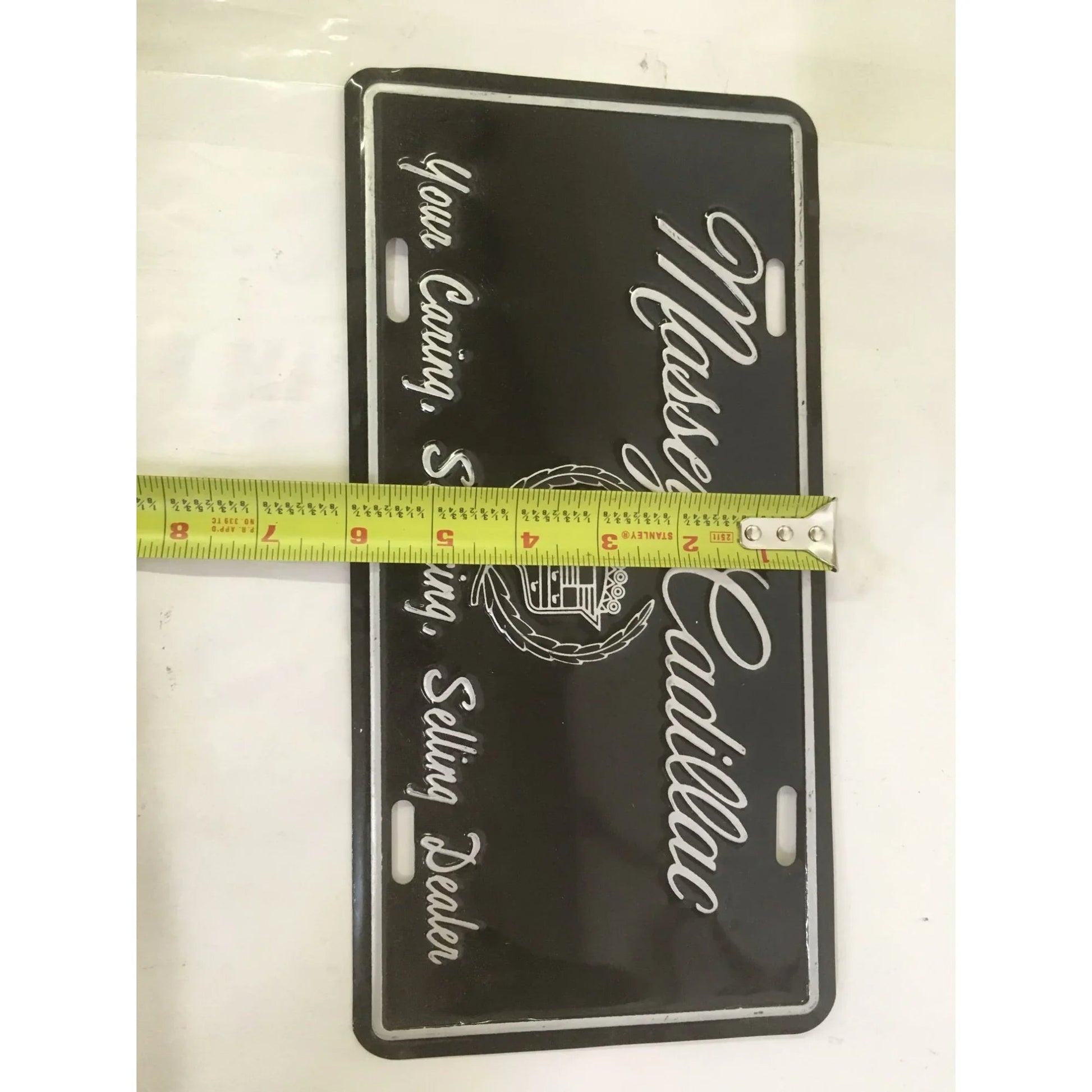 VINTAGE SILVER/BLACK MASSEY CADILLAC LICENSE PLATE - A+ Stuff - Auto Part - A+ Stuff