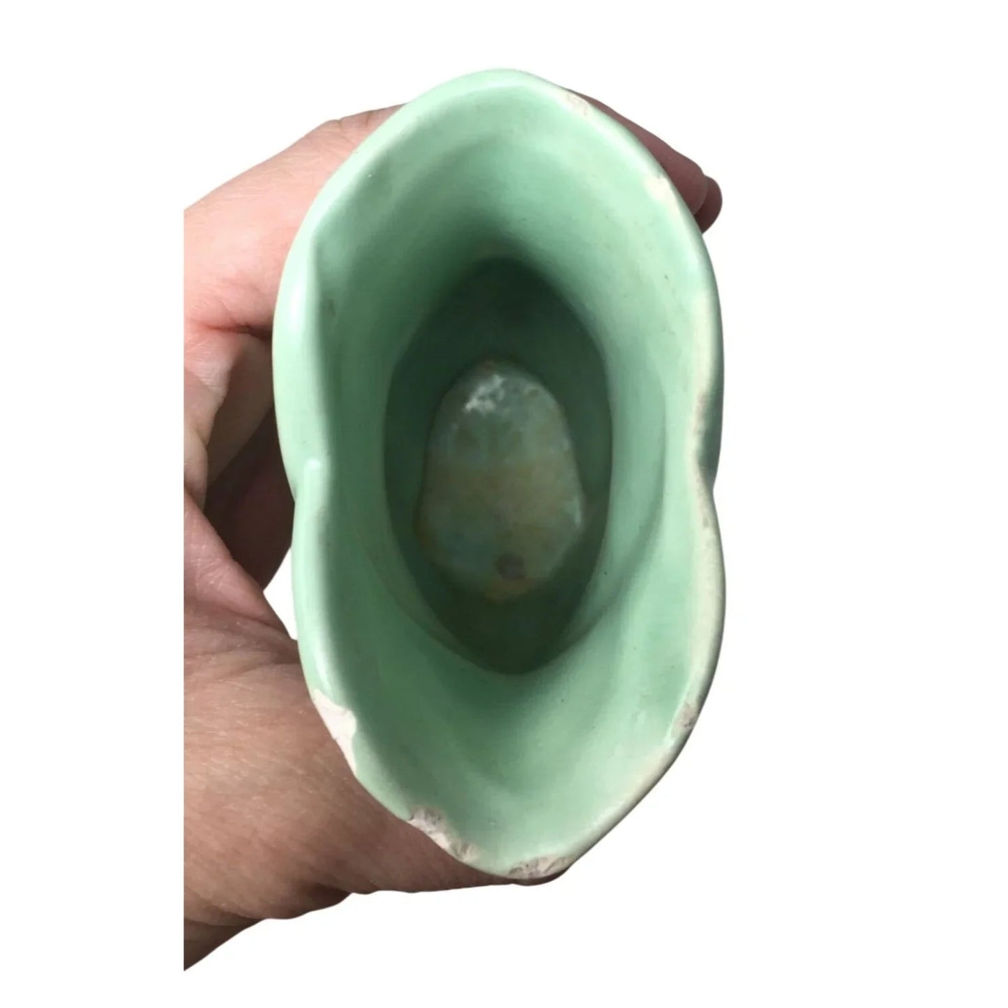 Vintage Small Green Leaf Flower Vase/Planter (Chipping on rim) - A+ Stuff - Vase or Holder - A+ Stuff