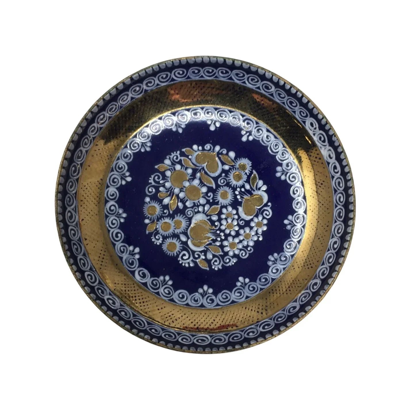Vintage Small Handpainted Austria Blue and Gold Plate - A+ Stuff - Plates - A+ Stuff