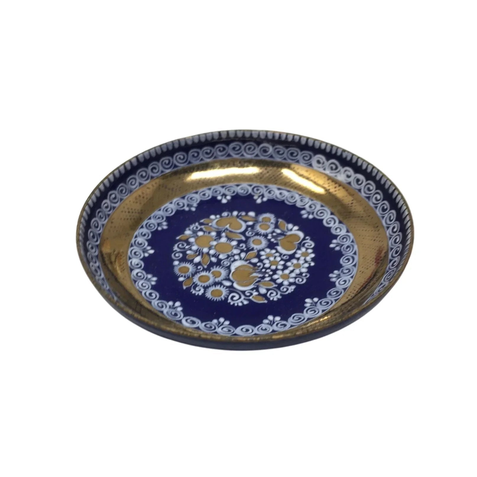 Vintage Small Handpainted Austria Blue and Gold Plate - A+ Stuff - Plates - A+ Stuff