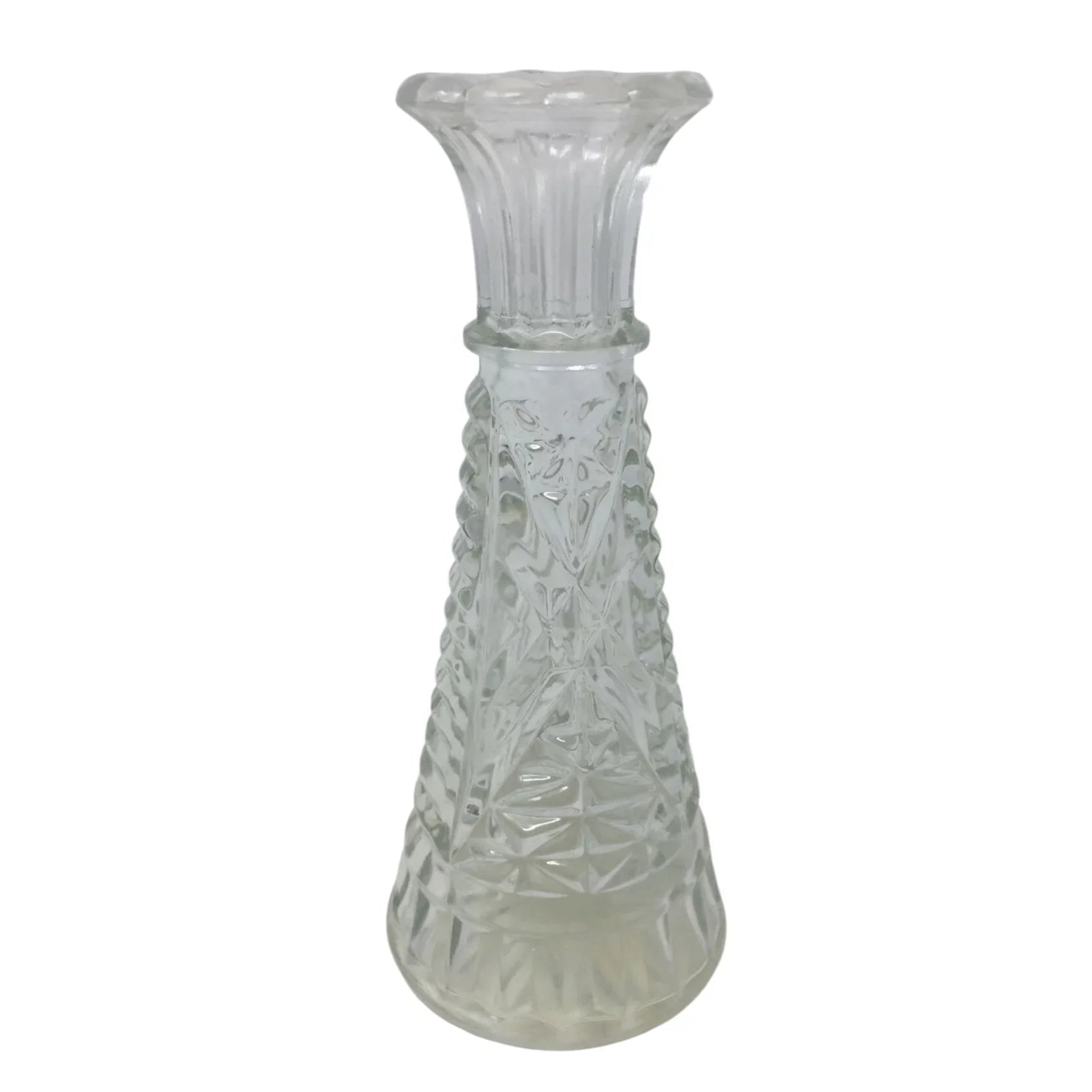 Vintage Small Patterned Clear Glass 6 Inch Vase - A+ Stuff - Vase or Holder - A+ Stuff