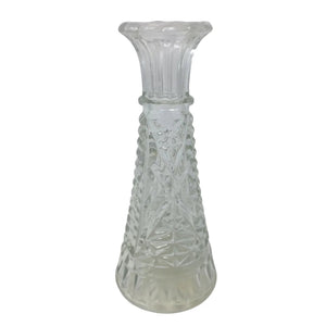 Vintage Small Patterned Clear Glass 6 Inch Vase