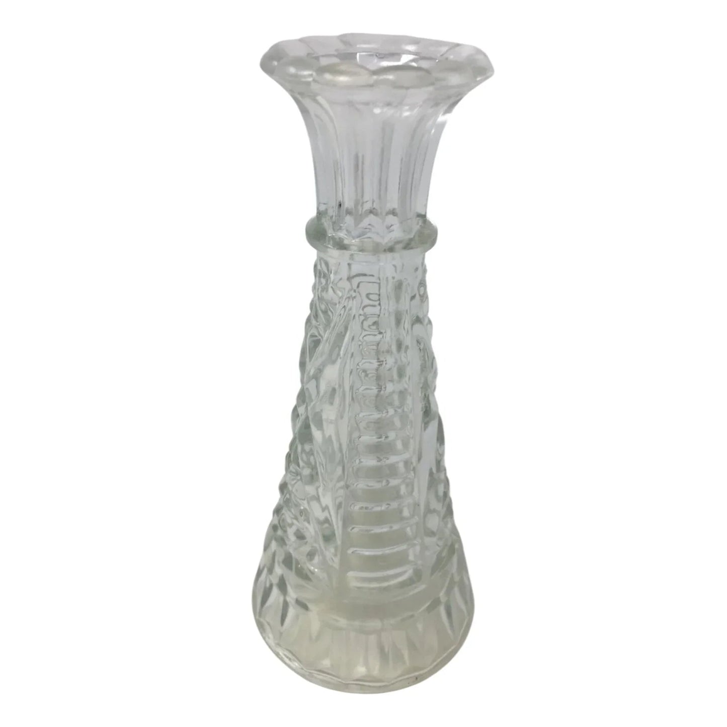 Vintage Small Patterned Clear Glass 6 Inch Vase - A+ Stuff - Vase or Holder - A+ Stuff