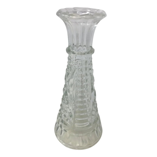 Vintage Small Patterned Clear Glass 6 Inch Vase - A+ Stuff - Vase or Holder - A+ Stuff