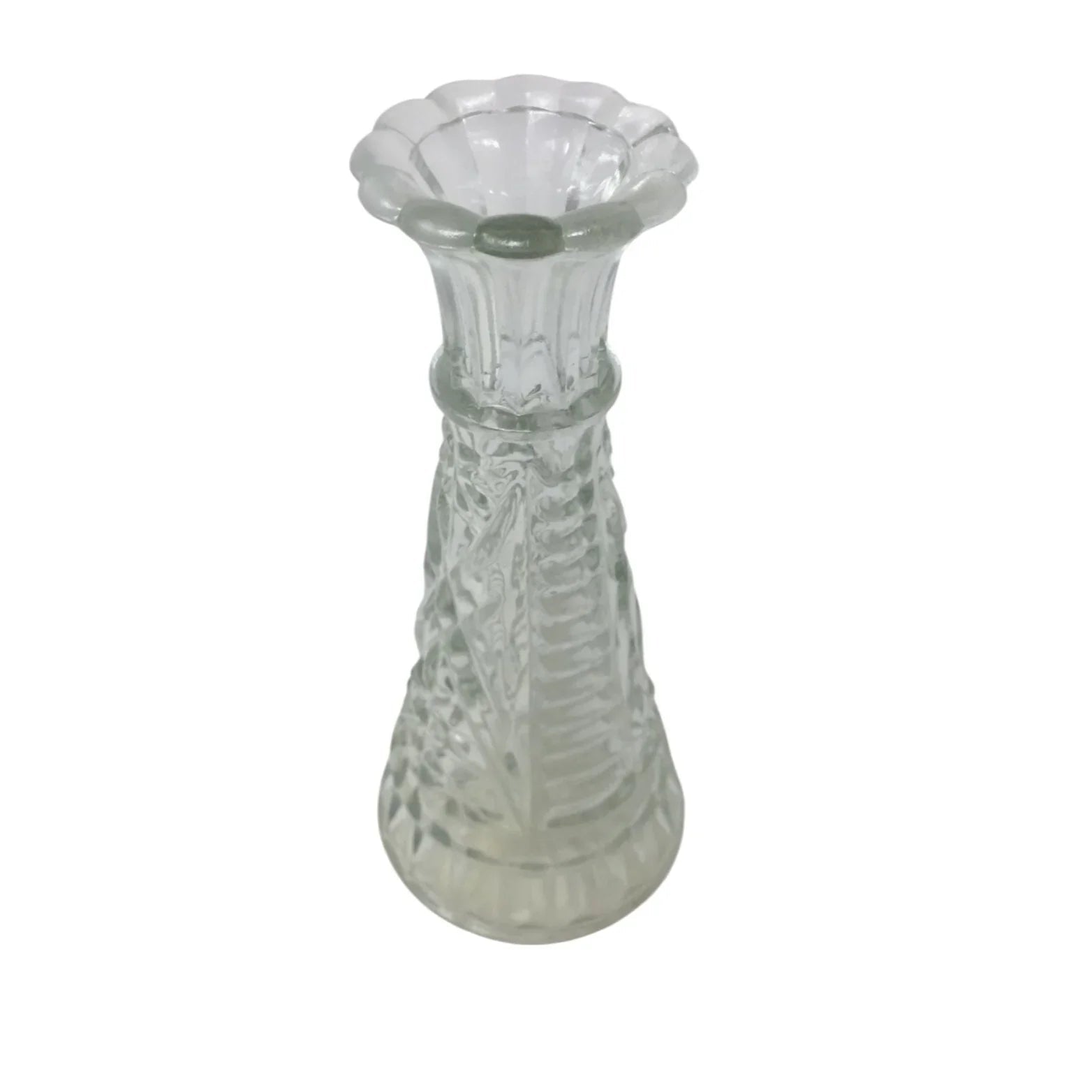 Vintage Small Patterned Clear Glass 6 Inch Vase - A+ Stuff - Vase or Holder - A+ Stuff