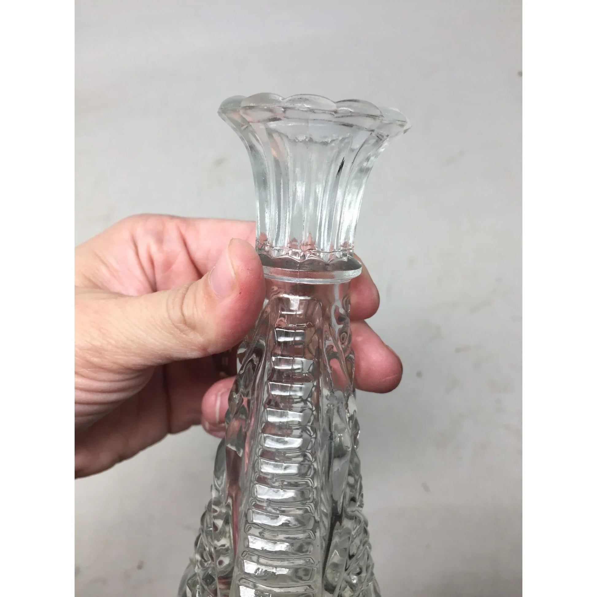 Vintage Small Patterned Clear Glass 6 Inch Vase - A+ Stuff - Vase or Holder - A+ Stuff