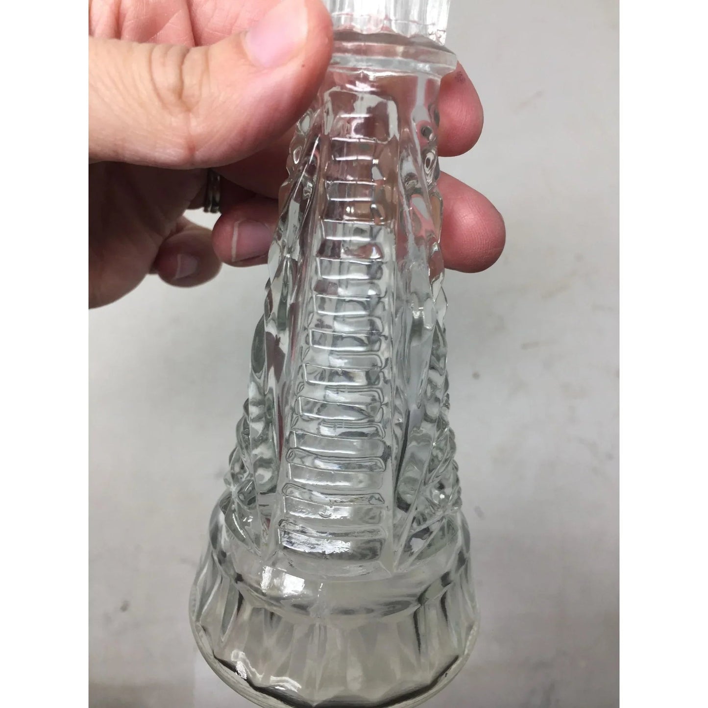 Vintage Small Patterned Clear Glass 6 Inch Vase - A+ Stuff - Vase or Holder - A+ Stuff