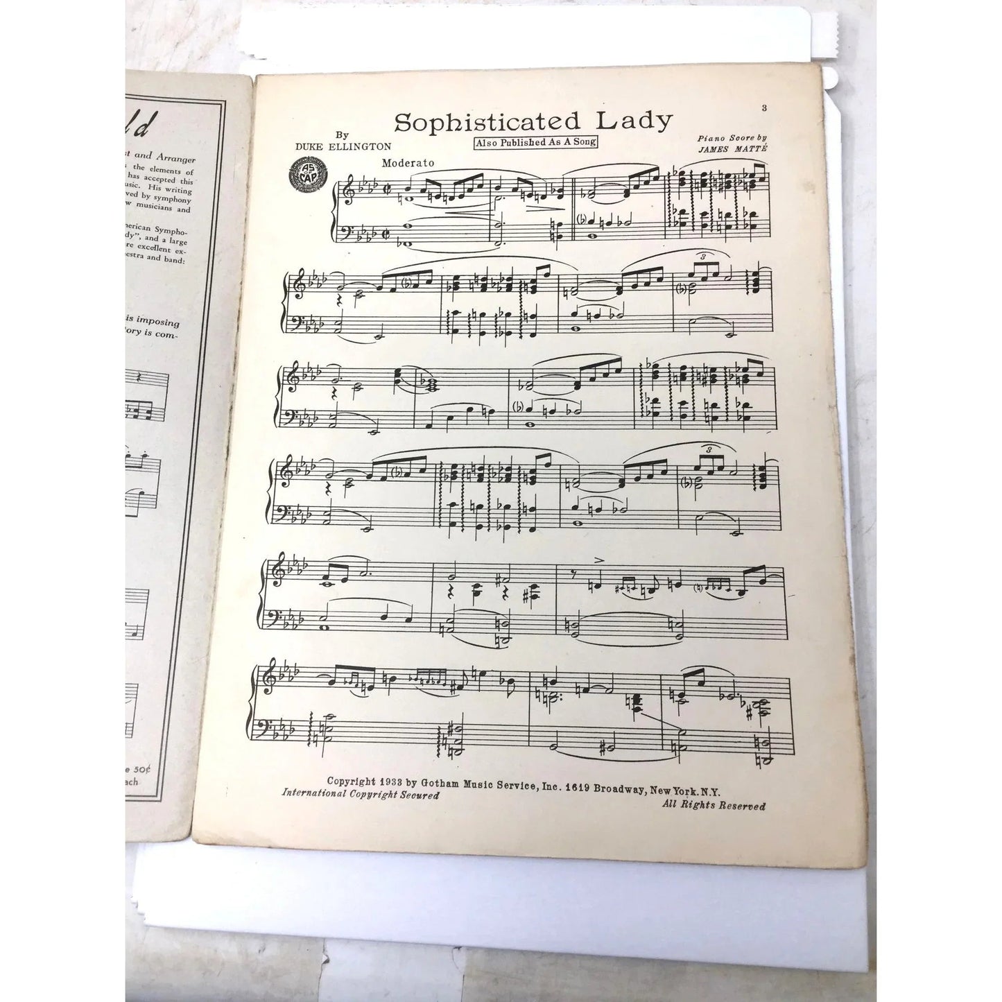 Vintage 'Sophisticated Lady' Sheet Music - unbranded - SHEET MUSIC - A+ Stuff