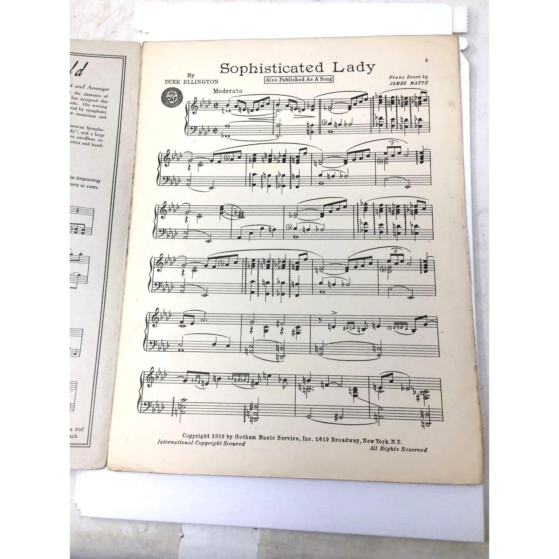 Vintage 'Sophisticated Lady' Sheet Music - unbranded - SHEET MUSIC - A+ Stuff