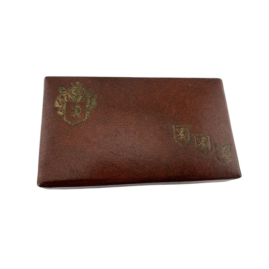 Vintage SWANK Brown Vinyl Men's Jewelry Storage Box Gold Trim w/ Felt Inside - Swank - Jewelry Box - A+ Stuff
