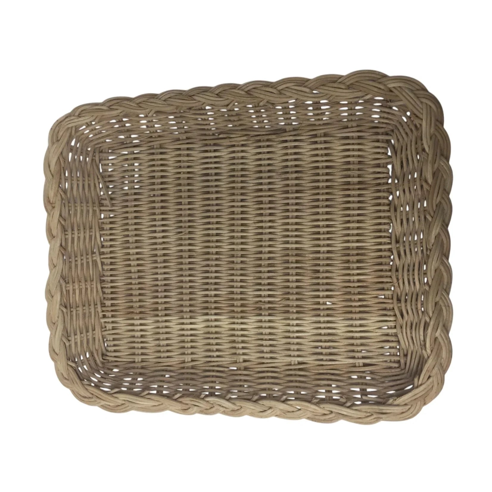 Vintage Tan Rectangular Wicker Basket - about 10 by 8'' - A+ Stuff - Collectibles - A+ Stuff