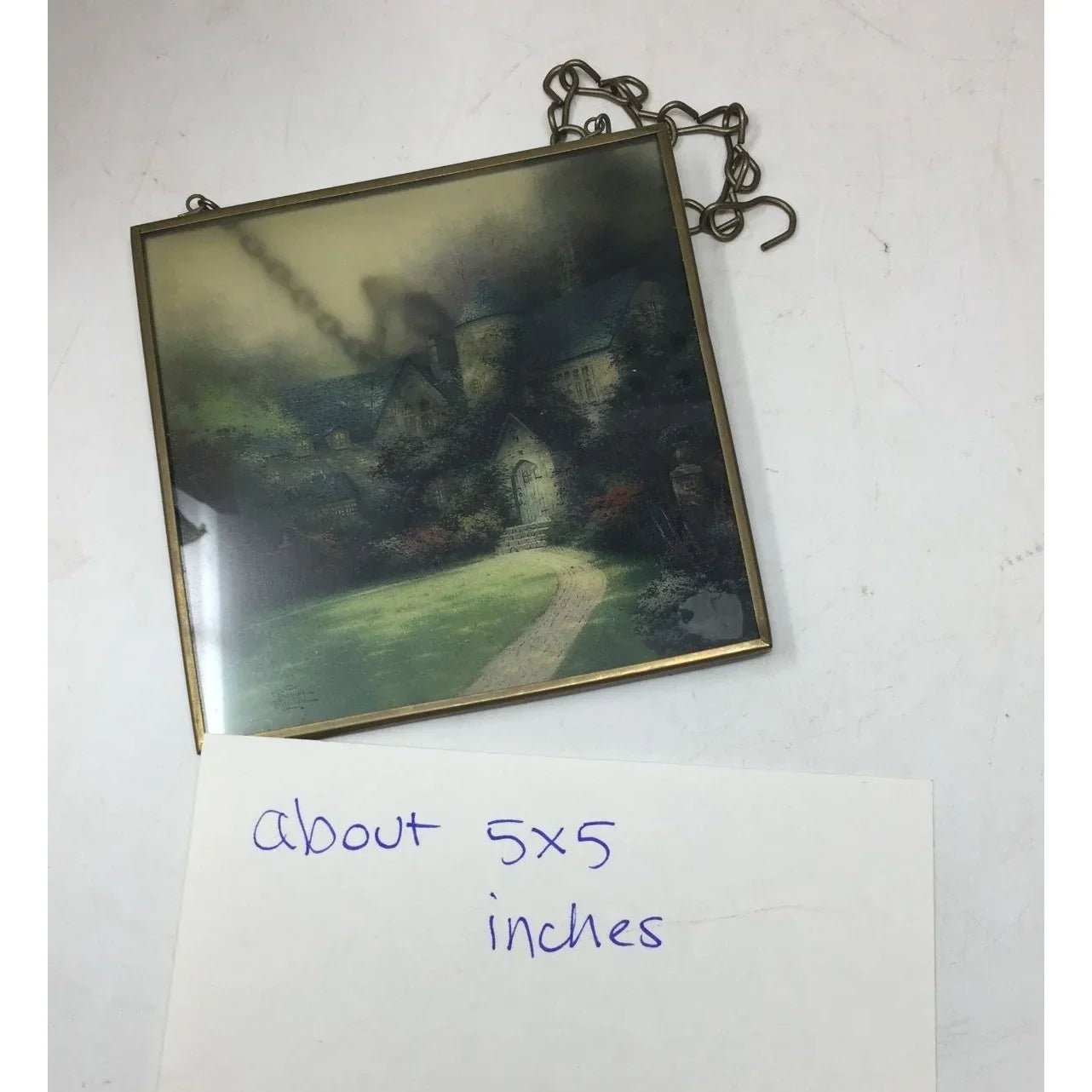Vintage Thomas Kinkade Landscape/House Glass Wall Hanging Art Print - A+ Stuff