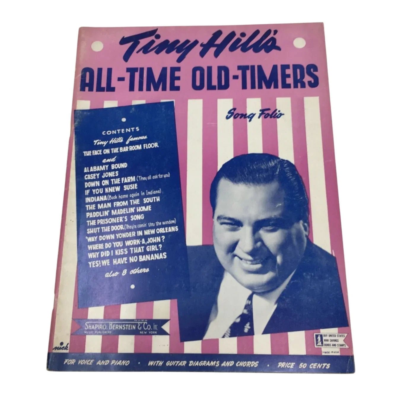 Vintage Tiny Hill's All - Time Old - Timers Song Folio music book - A+ Stuff - Sheet Music - A+ Stuff