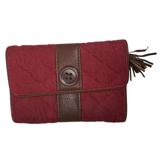 Vintage Vera Bradley Red Corduroy and Brown Leather Wallet - A+ Stuff - Wallet - A+ Stuff