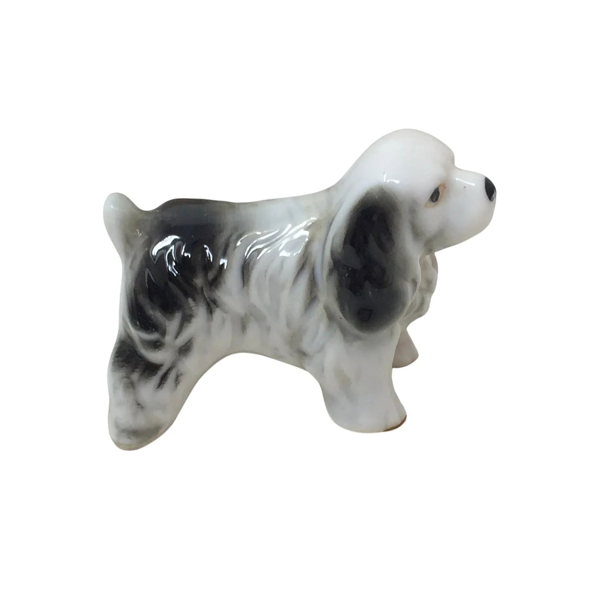 Vintage White and Black Cavalier King Charles Spaniel Dog figurine - A+ Stuff - Figurines - A+ Stuff