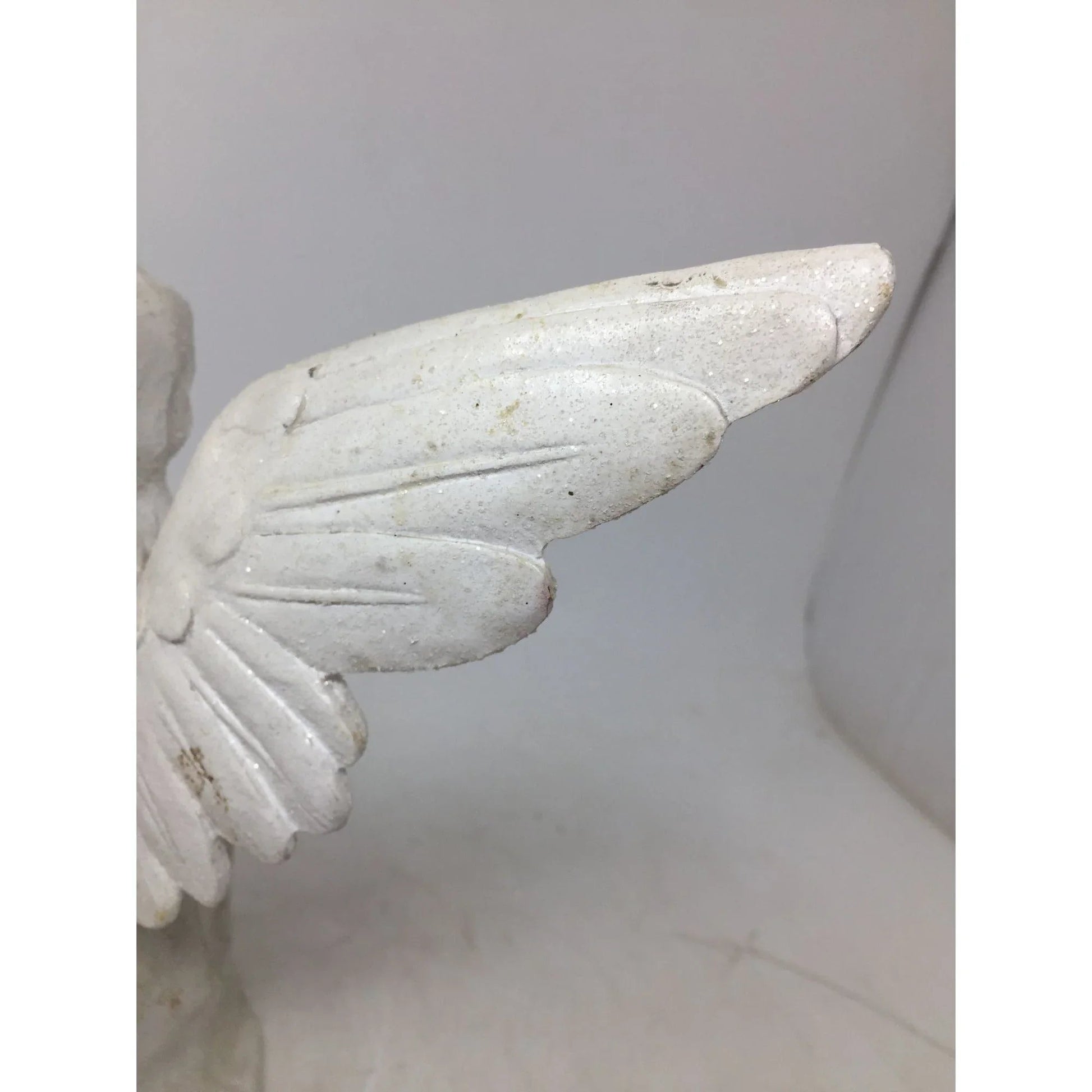 Vintage White Angel Playing a Mandolin Instrument Figurine Statue - A+ Stuff - Figurines - A+ Stuff