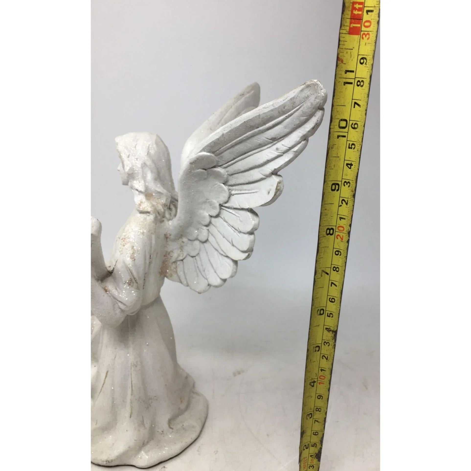 Vintage White Angel Playing a Mandolin Instrument Figurine Statue - A+ Stuff - Figurines - A+ Stuff